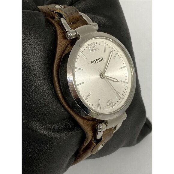 Fossil Georgia ES3060 Women Brown Leather Analog Dial Quartz Genuine Watch KS734 - Picture 5 of 12